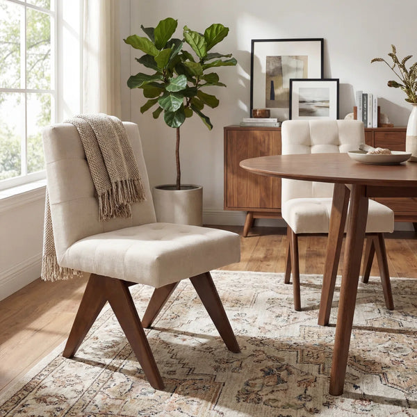 Nieck Tufted Upholstered Parsons Chair (Set of 2)  Wooden Bazar
