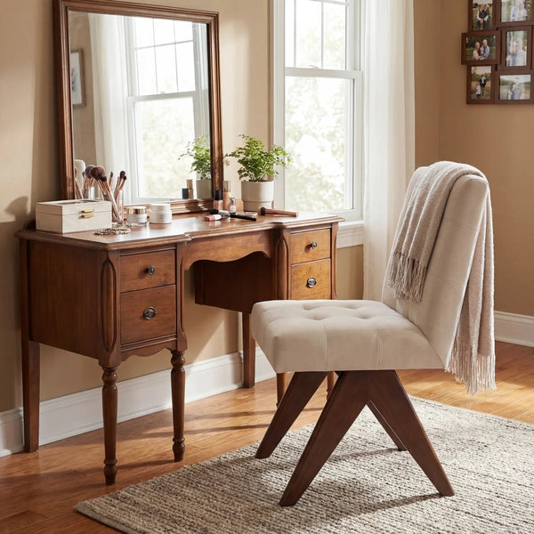 Nieck Tufted Upholstered Parsons Chair (Set of 2)  Wooden Bazar