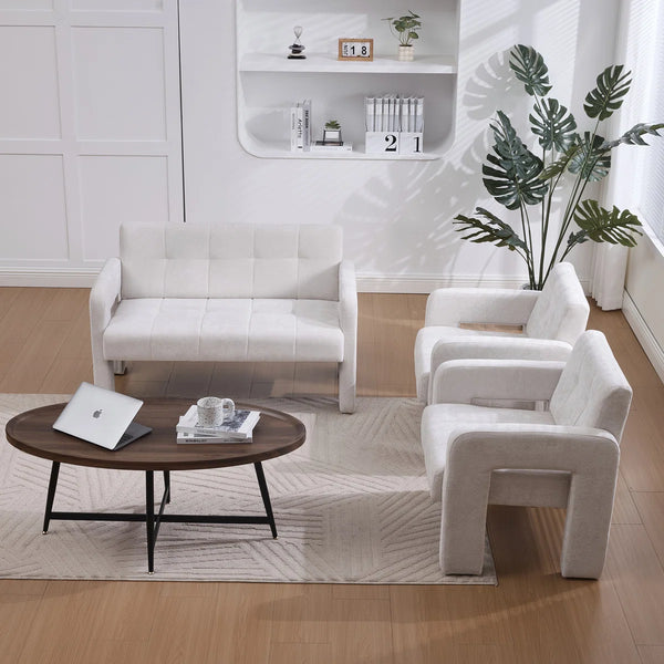 Nordic Modern Double Armchair Living Room & Bedroom Compact Upholstered Sofa Leisure Sofa Comfortable Seating With Dual Armrescan Be Paired With A Single Chair  Wooden Bazar