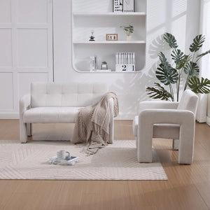 Nordic Modern Double Armchair Living Room & Bedroom Compact Upholstered Sofa Leisure Sofa Comfortable Seating With Dual Armrescan Be Paired With A Single Chair  Wooden Bazar