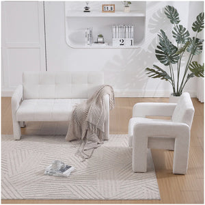 Nordic Modern Double Armchair Living Room & Bedroom Compact Upholstered Sofa Leisure Sofa Comfortable Seating With Dual Armrescan Be Paired With A Single Chair  Wooden Bazar