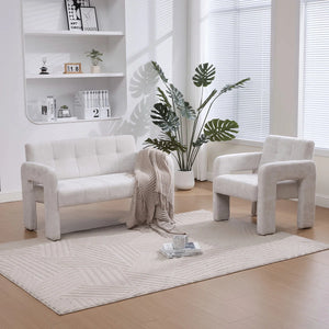 Nordic Modern Double Armchair Living Room & Bedroom Compact Upholstered Sofa Leisure Sofa Comfortable Seating With Dual Armrescan Be Paired With A Single Chair  Wooden Bazar