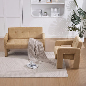 Nordic Modern Double Armchair Living Room & Bedroom Compact Upholstered Sofa Leisure Sofa Comfortable Seating With Dual Armrescan Be Paired With A Single Chair  Wooden Bazar