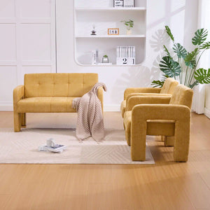 Nordic Modern Double Armchair Living Room & Bedroom Compact Upholstered Sofa Leisure Sofa Comfortable Seating With Dual Armrescan Be Paired With A Single Chair  Wooden Bazar