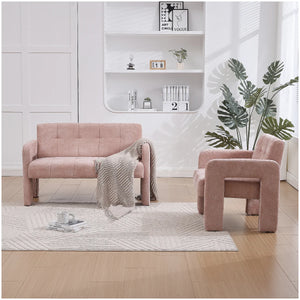 Nordic Modern Double Armchair Living Room & Bedroom Compact Upholstered Sofa Leisure Sofa Comfortable Seating With Dual Armrescan Be Paired With A Single Chair  Wooden Bazar