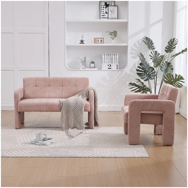Nordic Modern Double Armchair Living Room & Bedroom Compact Upholstered Sofa Leisure Sofa Comfortable Seating With Dual Armrescan Be Paired With A Single Chair  Wooden Bazar