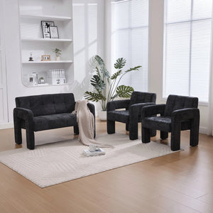Nordic Modern Double Armchair Living Room & Bedroom Compact Upholstered Sofa Leisure Sofa Comfortable Seating With Dual Armrescan Be Paired With A Single Chair  Wooden Bazar