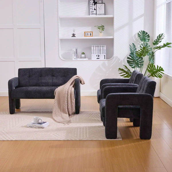 Nordic Modern Double Armchair Living Room & Bedroom Compact Upholstered Sofa Leisure Sofa Comfortable Seating With Dual Armrescan Be Paired With A Single Chair  Wooden Bazar