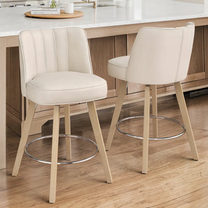 Norflett Solid Wood Swivel Counter Stool (Set of 2)  Wooden Bazar