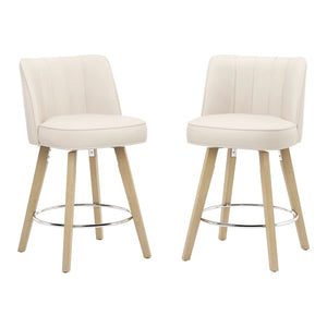 Norflett Solid Wood Swivel Counter Stool (Set of 2)  Wooden Bazar
