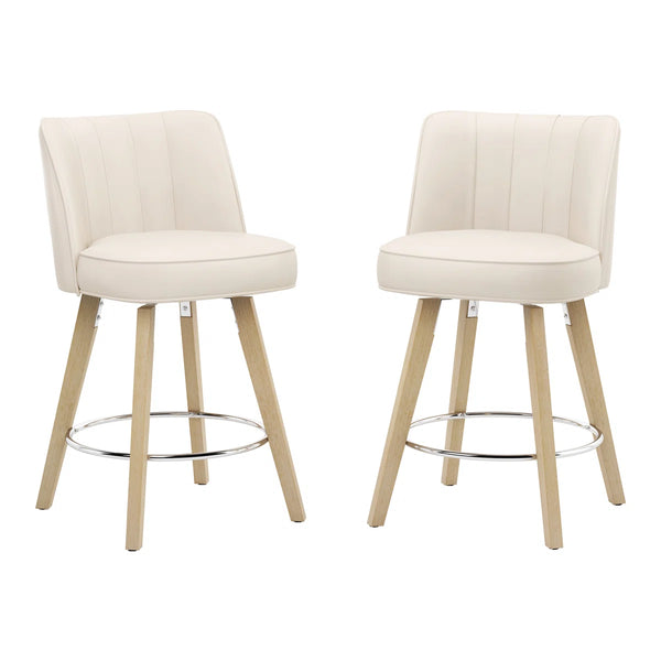 Norflett Solid Wood Swivel Counter Stool (Set of 2)  Wooden Bazar