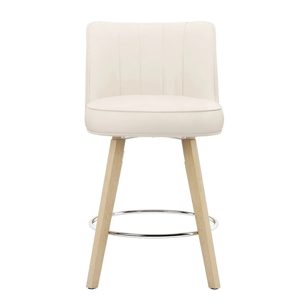 Norflett Solid Wood Swivel Counter Stool (Set of 2)  Wooden Bazar