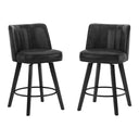 Norflett Solid Wood Swivel Counter Stool (Set of 2)  Wooden Bazar