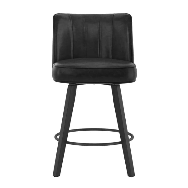 Norflett Solid Wood Swivel Counter Stool (Set of 2)  Wooden Bazar