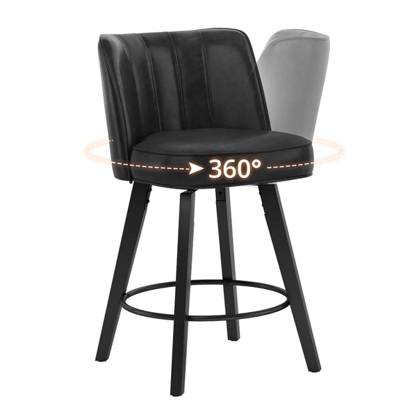 Norflett Solid Wood Swivel Counter Stool (Set of 2)  Wooden Bazar