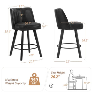 Norflett Solid Wood Swivel Counter Stool (Set of 2)  Wooden Bazar