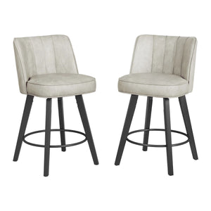 Norflett Solid Wood Swivel Counter Stool (Set of 2)  Wooden Bazar