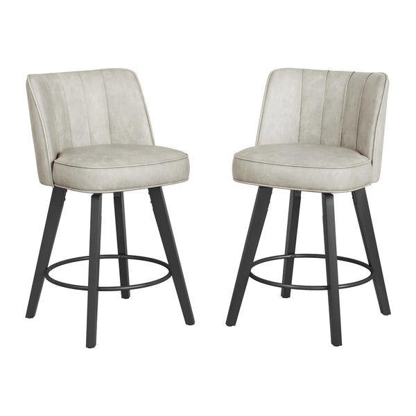Norflett Solid Wood Swivel Counter Stool (Set of 2)  Wooden Bazar