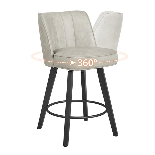 Norflett Solid Wood Swivel Counter Stool (Set of 2)  Wooden Bazar