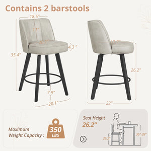 Norflett Solid Wood Swivel Counter Stool (Set of 2)  Wooden Bazar