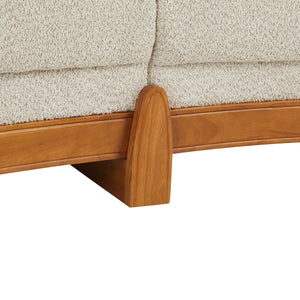 Noura 3-seater Modern Organic Curved Bouclé Upholstered Sofa with Solid Wood Frame  Wooden Bazar