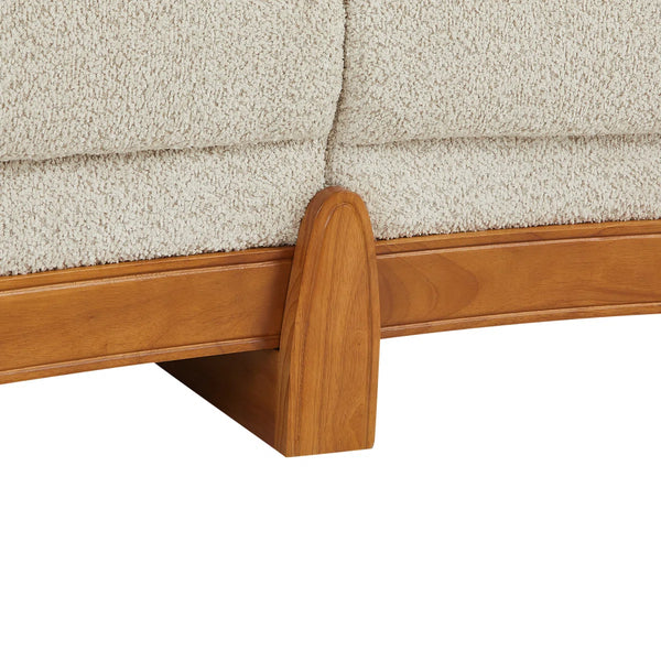 Noura 3-seater Modern Organic Curved Bouclé Upholstered Sofa with Solid Wood Frame  Wooden Bazar