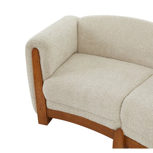 Noura 3-seater Modern Organic Curved Bouclé Upholstered Sofa with Solid Wood Frame  Wooden Bazar