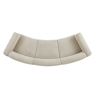Noura 3-seater Modern Organic Curved Bouclé Upholstered Sofa with Solid Wood Frame  Wooden Bazar