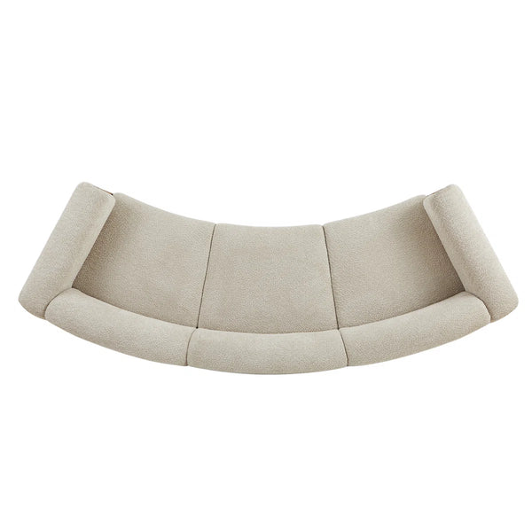 Noura 3-seater Modern Organic Curved Bouclé Upholstered Sofa with Solid Wood Frame  Wooden Bazar