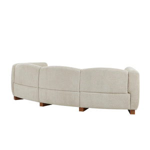Noura 3-seater Modern Organic Curved Bouclé Upholstered Sofa with Solid Wood Frame  Wooden Bazar