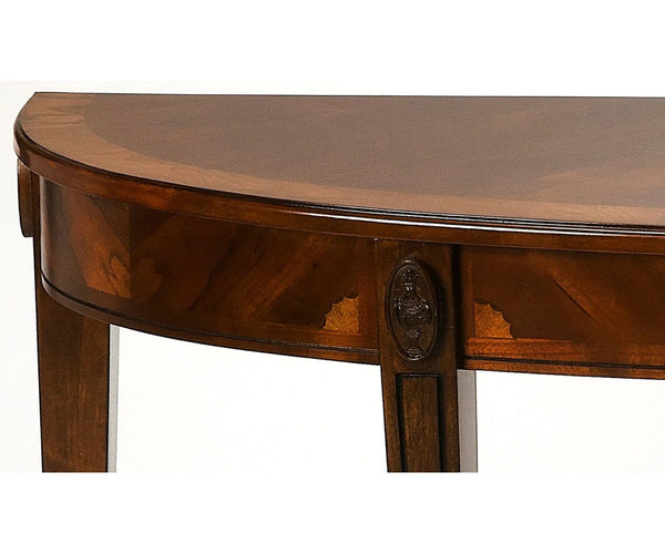 Console Table with Lower Shelf in Nutmeg Finish for Entryway, Hallway & Living Room  Wooden Bazar