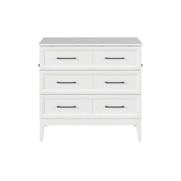 Solid Wood Murphy Bed Chest with 6" Mattress and Built-in Charger