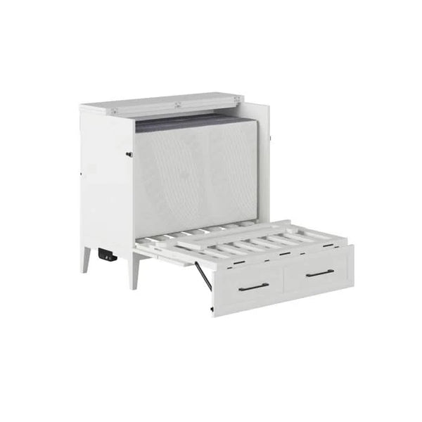 Solid Wood Murphy Bed Chest with 6" Mattress and Built-in Charger