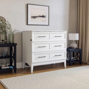 Solid Wood Murphy Bed Chest with 6" Mattress and Built-in Charger