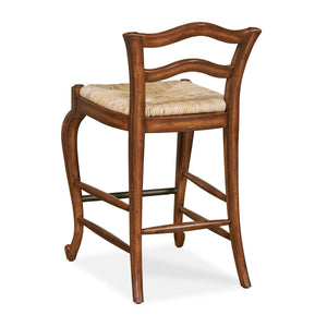 Provencal Wicker Counter Stool with Solid Wood Frame  Wooden Bazar