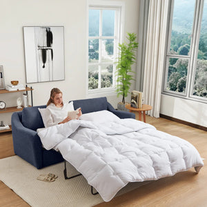 Queen Size Pull Out Sleeper Sofa Bed with Memory Foam Mattress, Convertible Sofa Couch for Living Room, Guest Room & Small Space  Wooden Bazar