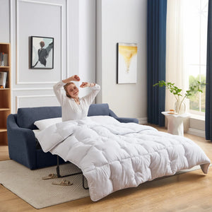 Queen Size Pull Out Sleeper Sofa Bed with Memory Foam Mattress, Convertible Sofa Couch for Living Room, Guest Room & Small Space  Wooden Bazar
