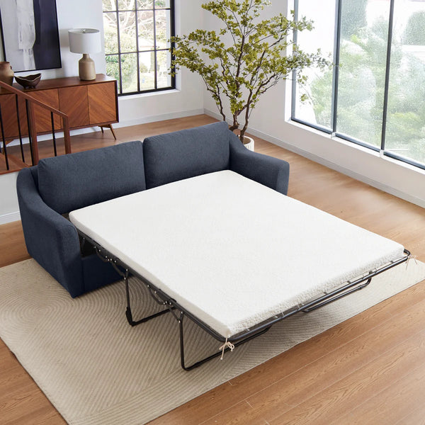 Queen Size Pull Out Sleeper Sofa Bed with Memory Foam Mattress, Convertible Sofa Couch for Living Room, Guest Room & Small Space  Wooden Bazar