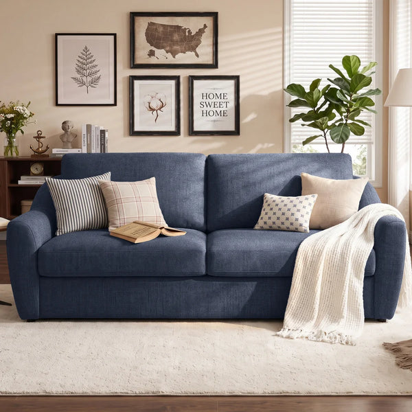 Queen Size Pull Out Sleeper Sofa Bed with Memory Foam Mattress, Convertible Sofa Couch for Living Room, Guest Room & Small Space  Wooden Bazar