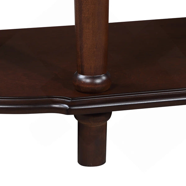 Retro Curved Wood Console Table with 2 Drawers & Open Shelf, 52-Inch Half-Moon Entryway Table in Cherry Finish  Wooden Bazar
