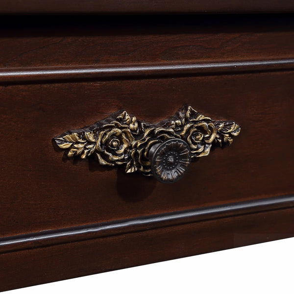 Retro Curved Wood Console Table with 2 Drawers & Open Shelf, 52-Inch Half-Moon Entryway Table in Cherry Finish  Wooden Bazar
