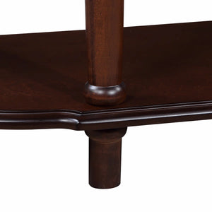 Retro Curved Wood Console Table with 2 Drawers & Open Shelf, 52-Inch Half-Moon Entryway Table in Cherry Finish  Wooden Bazar