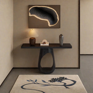 Retro Minimalist Solid Wood Console Table with Artistic Design for Entryway, Hallway & Living Room  Wooden Bazar
