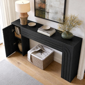 Retro Fluted Console Table, Narrow Entryway Sofa Table with Storage  Wooden Bazar