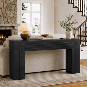 Retro Fluted Console Table, Narrow Entryway Sofa Table with Storage  Wooden Bazar