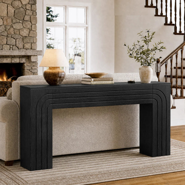Retro Fluted Console Table, Narrow Entryway Sofa Table with Storage  Wooden Bazar