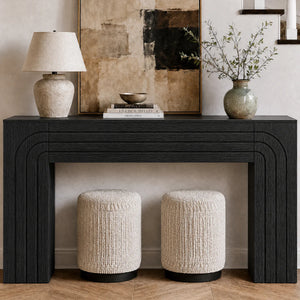 Retro Fluted Console Table, Narrow Entryway Sofa Table with Storage  Wooden Bazar