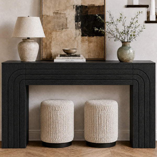 Retro Fluted Console Table, Narrow Entryway Sofa Table with Storage  Wooden Bazar