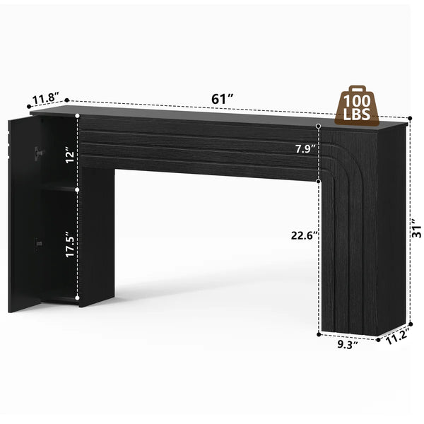 Retro Fluted Console Table, Narrow Entryway Sofa Table with Storage  Wooden Bazar