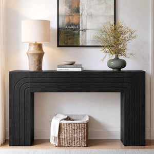 Retro Fluted Console Table, Narrow Entryway Sofa Table with Storage  Wooden Bazar